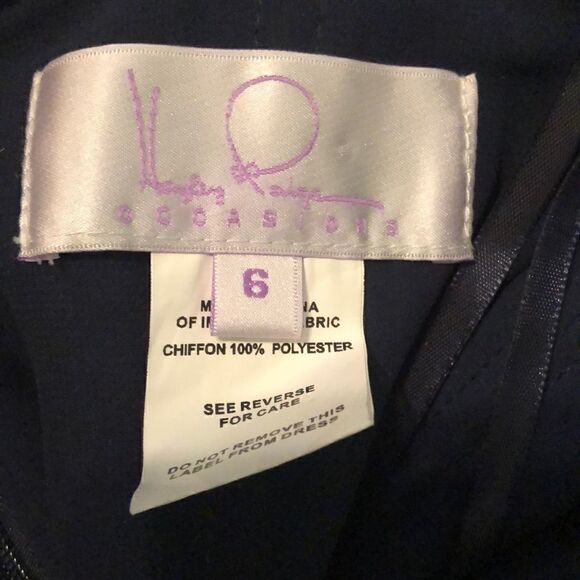 Hayley Paige Occasions Navy Strapless A-Line Gown - Picture 6 of 7